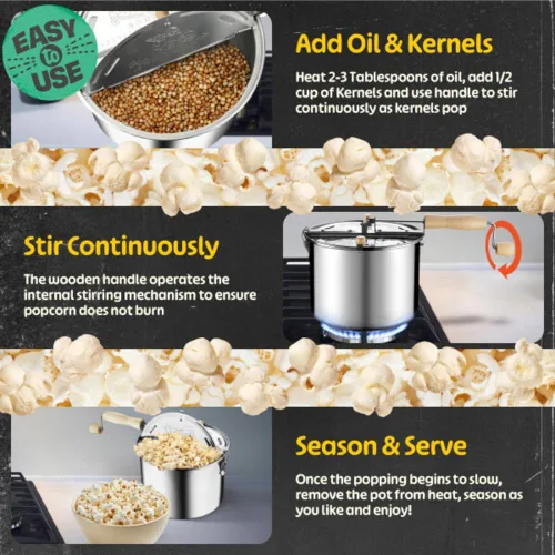 Vista 3 de Great Northern Popcorn 6251 olla original de acero inoxidable para palomitas de maíz, Twister, Plateado