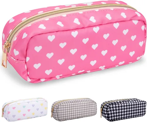 Vista 9 de izuzta Estuche de Maquillaje Pequeño y Delgado de Nylon Mini, cuadriculado, Chico, Viajes