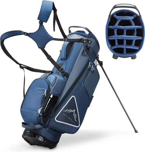 Vista 10 de UNIHIMAL 14-Way Golf Stand Bag, Full Length Premium PU Leather Golf Bag with Plush Top, Magnetic Pocket, Dual Strap and Rain Cover for Men