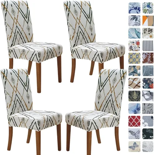 Vista 15 de SPRINGRICO Juego de 4 fundas elásticas para sillas de comedor de Navidad, fundas para sillas Parsons de cocina, fundas de asiento extraíbles