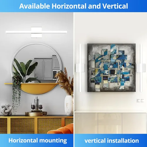 Vista 5 de Combuh 24 pulgadas, 14 W, accesorios de iluminación de baño modernos, luces de tocador montadas en la pared, barra de iluminación cromada, 6000 K