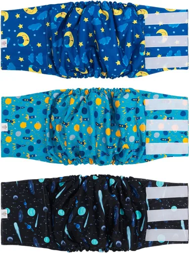 Vista 53 de CuteBone - Pañales lavables para perro macho, banda abdominal, paquete de 3 unidades, color negro, modelo DM54XS