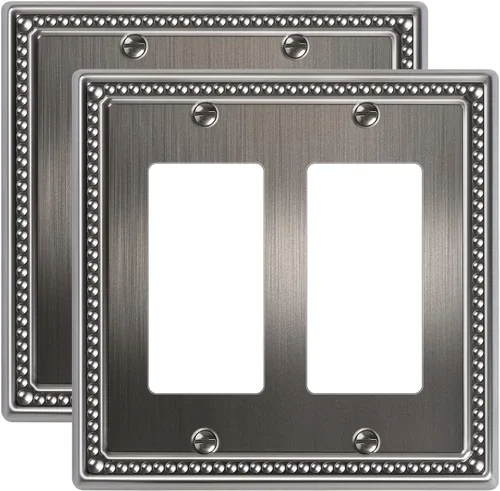 Vista 67 de Paquete de 2 cubiertas de placa de interruptor de luz de doble palanca, cubiertas decorativas de placa de doble interruptor Pearls, placa de pared
