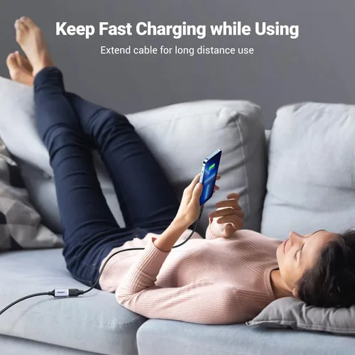 Vista 2 de UGREEN Paquete de 2 cables de extensión USB (1.5 pies + 1.5 pies), cable extensor USB 3.0 de nailon trenzado, compatible con cámara web, cámara