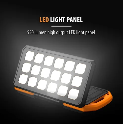 Vista 4 de ToughTested Dual 10,000 mAh Solar Power Portable Charger Battery Pack Power Bank IP65 Waterproof and 18 LED Flashlight