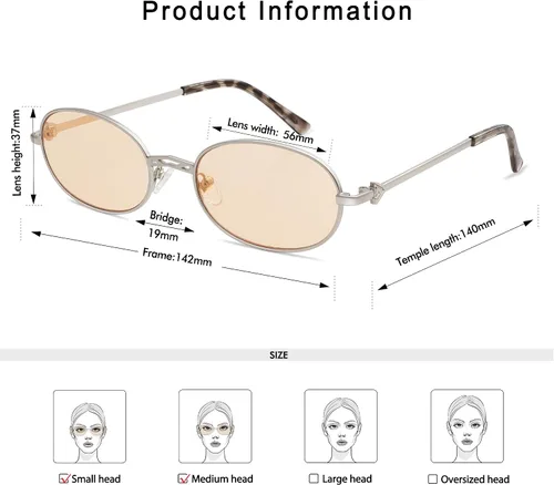 Vista 5 de Appassal Retro Oval Sunglasses For Women Men Small Rectangle Metal Frame Elegant Sunnies AP3662