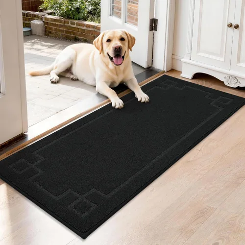 Vista 42 de BEQHAUSE Tapete de Puerta 32" x 48", Tapetes Antideslizantes para Interiores Alfombras de Entrada Lavables de Perfil Bajo Absorbentes y Resistente a
