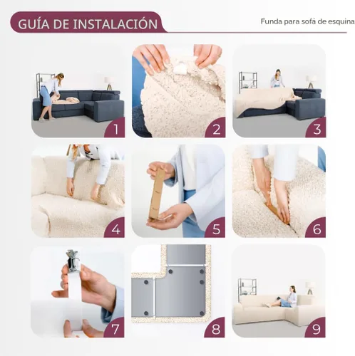 Vista 9 de PAULATO BY GA.I.CO. Funda para sofá modular de esquina, funda de sofá extragrande en forma de L, fundas de sofá impresas lavables, protector de Gris