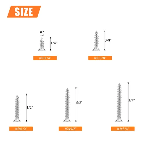 Vista 3 de Juego de tornillos de madera #2 x 1/4" 3/8" 1/2" 5/8" 3/4", HELIFOUNER 240 piezas de kit de surtido de tornillos autorroscantes con cabeza Phillips