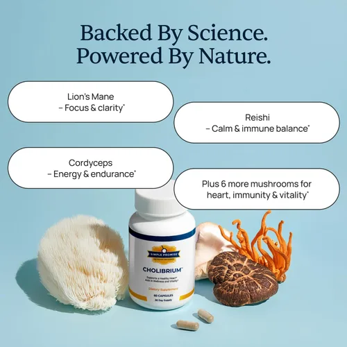 Vista 6 de Simple Promise - Colibrio - Suplemento de hongos con melena de león - Apoyo al corazón y colesterol, 60 cápsulas