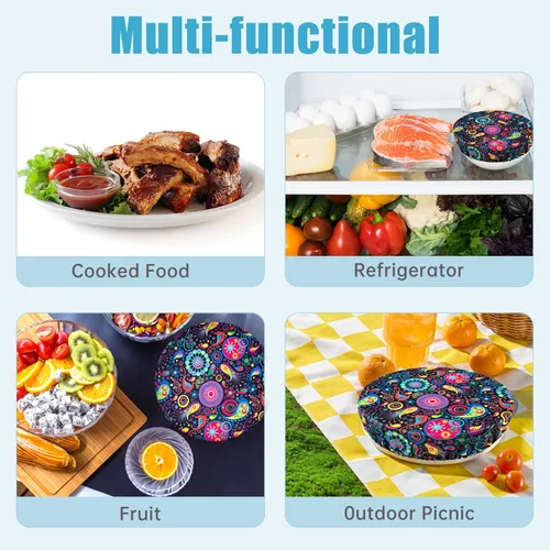 Vista 5 de wegreeco Fundas elásticas reutilizables para cuencos a prueba de pan, fundas de tela de tela para cuencos de masa madre para pruebas, juego de 3