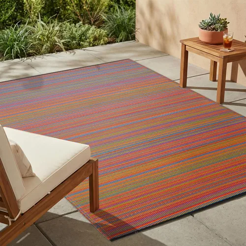 Vista 34 de Fab Habitat - Alfombra de exterior, impermeable, resistente a la decoloración, sin arrugas, de plástico reciclado premium, a rayas, para el porche