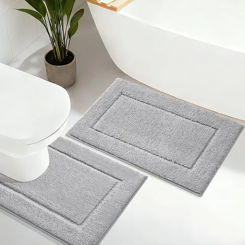 Vista 35 de Alfombras de baño de 24 x 17 pulgadas, microfibra extra suave y absorbente, parte trasera antideslizante, secado rápido, lavable a máquina, tapetes