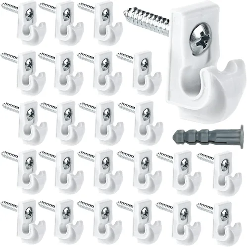 Paquete de 24 clips de pared para estanterías, clips para armarios, clips de alambre con bucle, clips de estante de plástico, soportes de estante de