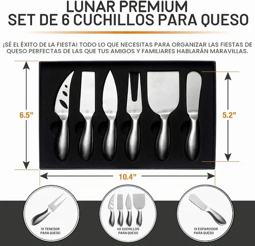 Vista 2 de Lunar - Juego de cuchillos de queso de acero inoxidable