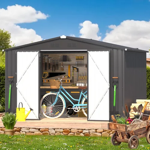 Vista 20 de AECOJOY Cobertizo de 5 x 3 pies, pequeños cobertizos de metal y espacio de almacenamiento al aire libre de 3 x 5 pies, pequeño cobertizo de metal