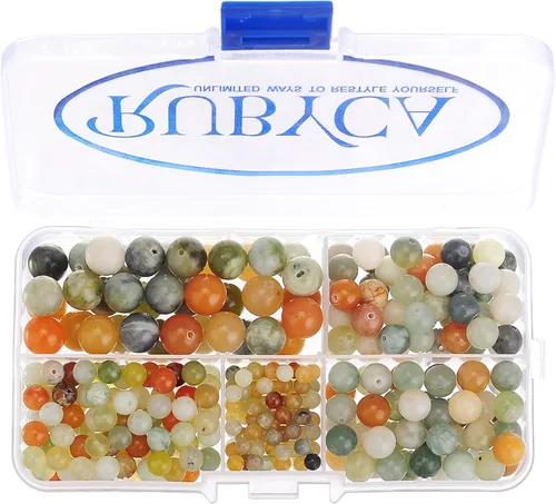 Vista 15 de RUBYCA Caja organizadora de cuentas sueltas redondas de turquesa africana natural, fabricación de joyas, tamaños mixtos
