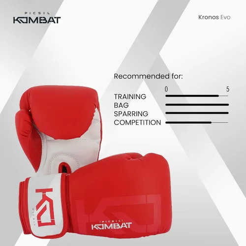 Vista 3 de Picsil Kombat - Guantes de boxeo Kronos Evo, guantes de entrenamiento y combate para Muay Thai, MMA, Kickboxing, diseño unisex