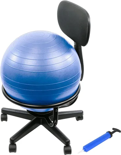 Vista 10 de CanDo Silla de bola de metal – Silla de bola de ejercicio ergonómica inflable con bomba de aire para el hogar, la oficina y el aula Verde