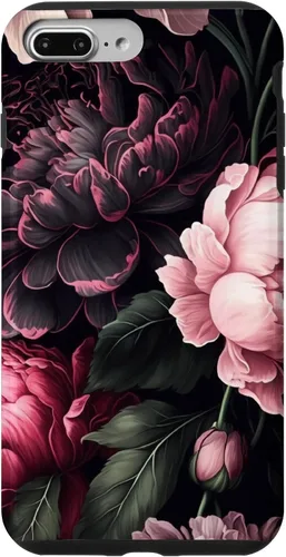 Vista 12 de Funda para iPhone 16 con diseño de flores de peonía rosa magenta y rubor