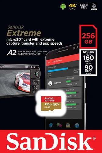 Vista 2 de SanDisk Extreme V30 A2 (paquete de 2) Tarjeta microSD de 256 GB para DJI Mavic Mini 2, Mavic Mini, Mavic Air 2 Drone - C10 U3 A2