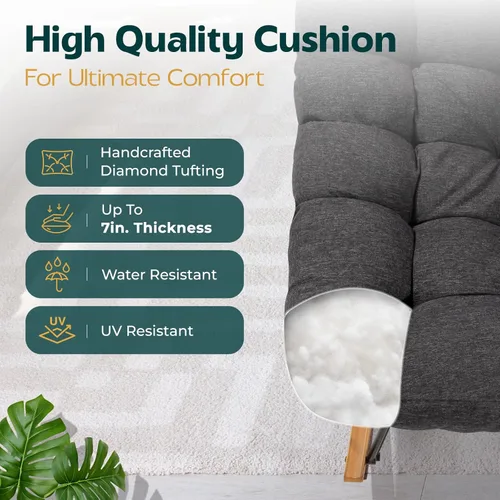 Vista 7 de Bme Mecedora de patio para exteriores e interiores, mecedora de metal con cojín grueso, cómoda y moderna silla mecedora para sala de estar, porche