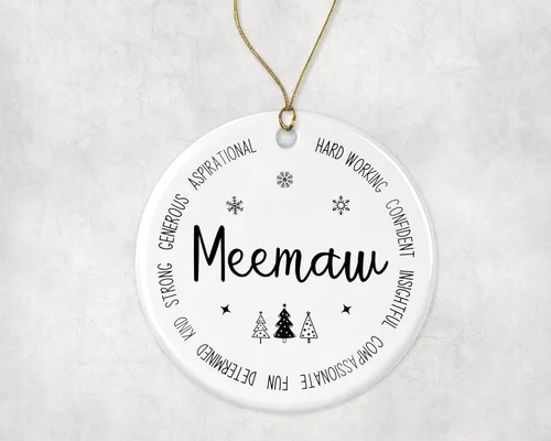 Descriptive Meemaw Ornament, Best Meemaw Ever Ornament, Meemaw Xmas Keepsake Gift from Daughter Or Son, New Meemaw Ornament, First for Meemaw