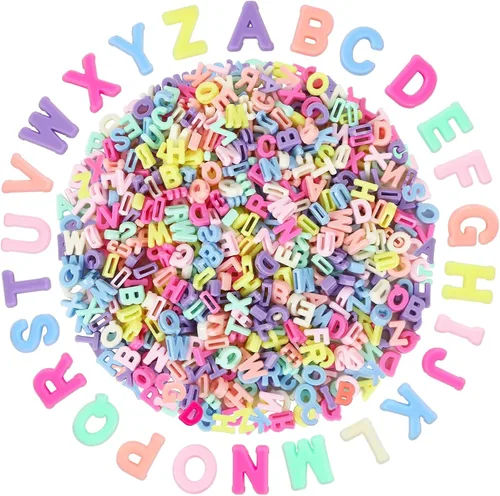 Vista 9 de Augshy 700 piezas de cuentas de letras blancas del alfabeto para hacer manualidades DIY (6 mm)