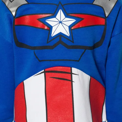 Vista 4 de Marvel Avengers Spider-Man Black Panther Capitán América - Conjunto de sudadera con capucha y pantalones de vellón para niños pequeños a grandes