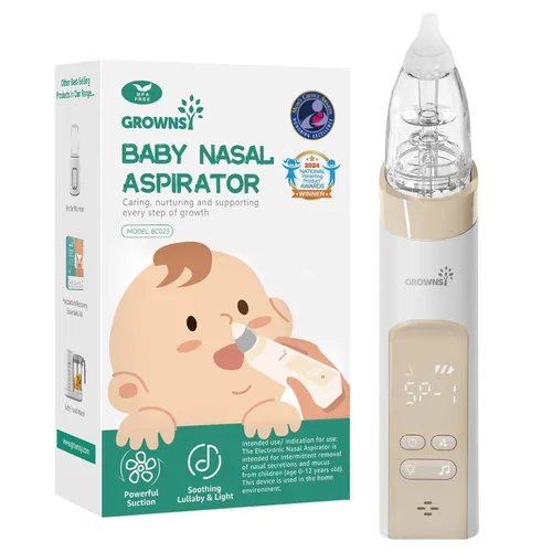 GROWNSY Aspirador nasal para bebé, chupón eléctrico de nariz para bebé, limpiador automático de nariz con cámara de succión más grande y succión más