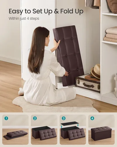 Vista 6 de Songmics Funda de piel sintética plegable – Banco de almacenamiento otomano reposapiés