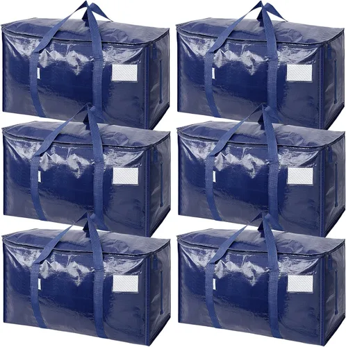 Vista 29 de Ticonn - Bolsa de transporte extragrande con cremalleras y asas de transporte, resistente, para ahorrar espacio, color azul
