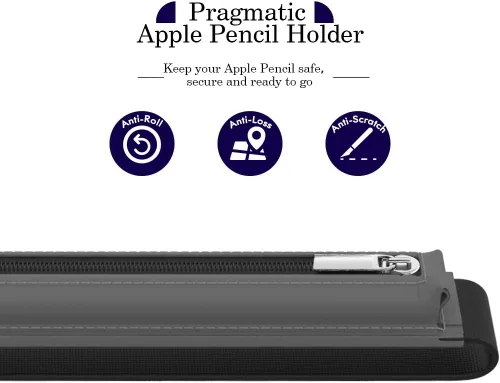 Vista 4 de MoKo Estuche para Apple Pencil Pro, iPencil (USB-C), Apple Pencil de 1ª/2ª generación, funda de piel sintética con cremallera y banda elástica