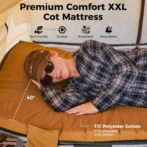 Vista 3 de Kingcamp Comfort XXL Wide Perforated PU Foam Cot Mattress, Portable Roll Up Camping Mattress Cot Mat, Sleeping Mat with Roll Helper for Cot pad