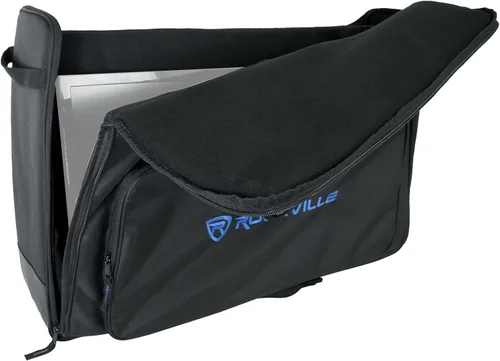 Vista 4 de Rockville TVB2732-2 Bolsa acolchada para 1 o 2 monitores LCD de 27-32 pulgadas, compartimentos dobles, divisores ajustables, correa de hombro