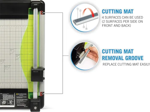 Vista 6 de CARL Cortadora de papel rotativa de alta resistencia, 12 pulgadas, NegroPlateado