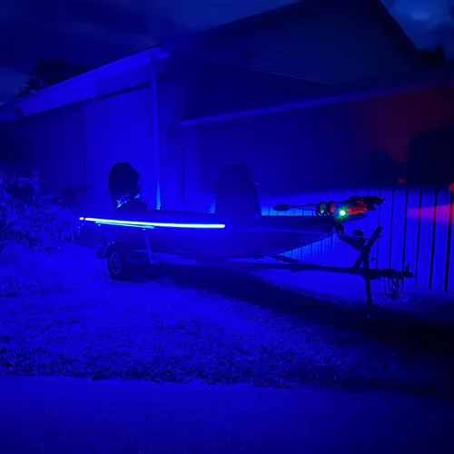 Vista 7 de Pontón - Tira de luces LED marinas, tira de luces LED para barco, 12 V, impermeable, luz interior de cubierta para kayak, barco Jon, lanchas de Azul