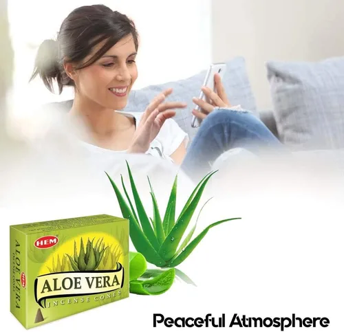 Vista 4 de Aloe Vera - Caja de 12 cajas, 10 conos cada una - Incienso HEM de la India