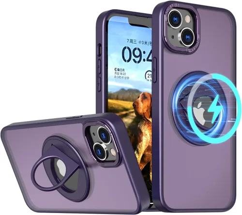 Vista 10 de ZCDAYE Funda para iPhone 13 Pro Max con soporte, iPhone 13 Pro Max, funda magnética para teléfono con soporte giratorio invisible, carga Azul