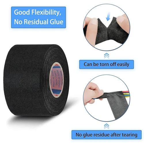Vista 5 de Outus Arnés de cable eléctrico Tesa Tape Arnés de telar de cable Cinta de tela a prueba de calor para automoción Cinta de tela para protección