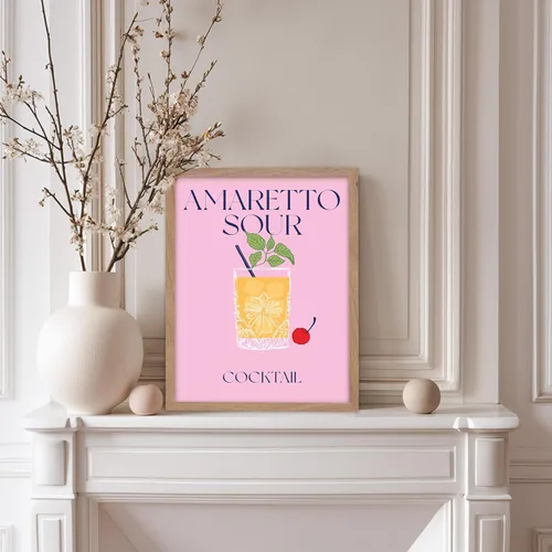 Vista 5 de Poster Master Amaretto Sour Poster - Retro Cocktail Print - Alcohol Art - Bartender Artwork - Bar Cart Design - Food & Drink Artwork - Chic Boho