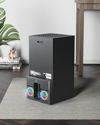 Vista 7 de Vertical Cooling Fan for Xbox Series X, Wiilkac Dual Fans Cooling System for Xbox Series X with External USB Port and RGB Color LED Light, Upgraded