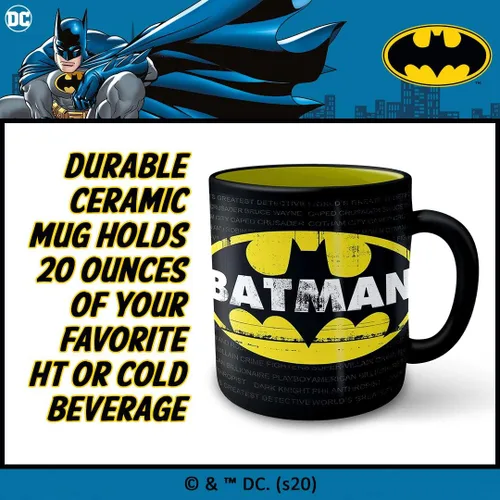 Vista 2 de Silver Buffalo DC Comics Taza de cerámica con logotipo de Batman, 20 onzas