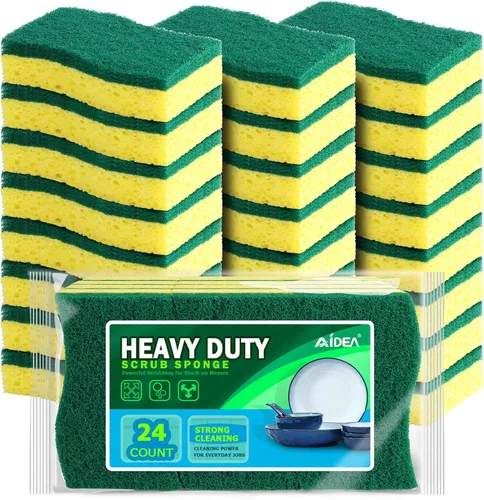 Vista 25 de AIDEA Esponjas sin arañazos, 24 unidades, esponja natural para utensilios de cocina antiadherentes, esponjas de cocina, esponja de celulosa