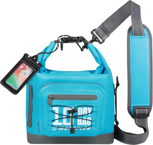 Vista 21 de MORXPLOR Dry Bag impermeable, 5L/10L/20L/30L Roll Top Dry Bag Mochila con funda impermeable para teléfono para nadar, kayak (verde militar, 5L)