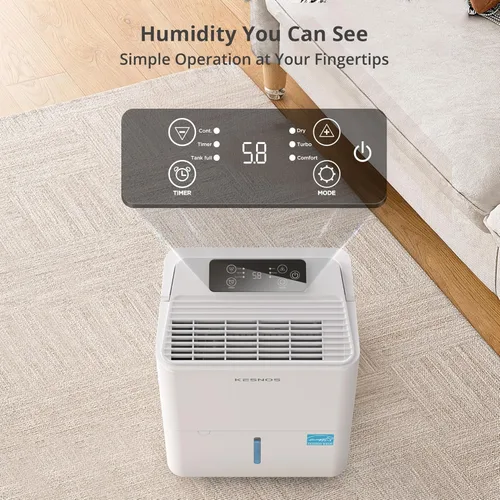 Vista 5 de Kesnos 2,500 Sq. Ft. Energy Star 2025 Dehumidifier for Basement & Home, 4 Pre-Set Modes, Timer, Auto Defrost, Ideal for Bedroom with Ultra Quiet 36