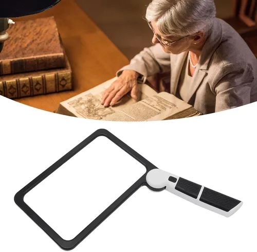 Vista 7 de Lupa con luz, lupa plegable de mano 5X, lupa iluminada de 48 luces LED, LED regulable para personas mayores que leen periódicos, libros, visiones