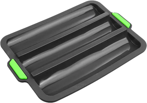 Vista 2 de Hemoton Molde de silicona para baguette, bandeja de pan francés, forma de pan, molde para hornear pan, molde para subrollo, tostado, negro, 13.6 x