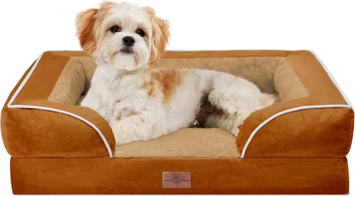 Vista 161 de Comfort Expression - Cama ortopédica para perros medianos de 30x20 pulgadas, cama impermeable de espuma de huevera para mascotas medianas