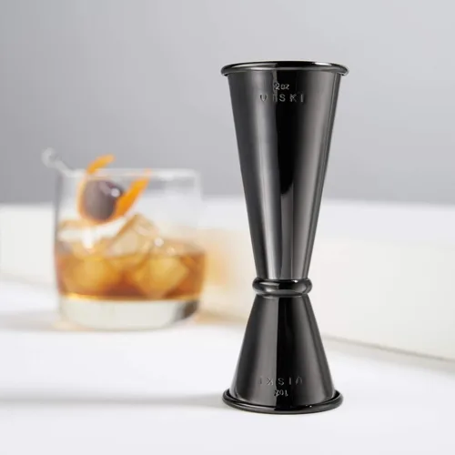 Vista 8 de Viski Jigger doble de estilo japonés para cócteles, kit de barra esencial, 1oz y 2oz con medidas interiores, acero inoxidable con acabado